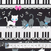 ピアノの上で踊る黒猫ワルツ(ブラック) ラミネート0.2mm生地